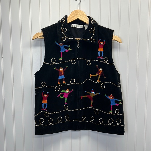 dressbarn Jackets & Blazers - Vintage DressBarn Velvet Embroidered Zip Up Vest Ice Skating Sz S